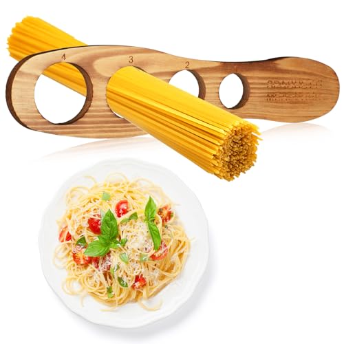 GlikCeil Wood Spaghetti Pasta Measurer Tool with 4 Serving Pasta Measuring Portion Control Gadgets Kitchen Accessories 4 Holes Quick Pasta Measuring Tool for Kitchen Cooking Tool