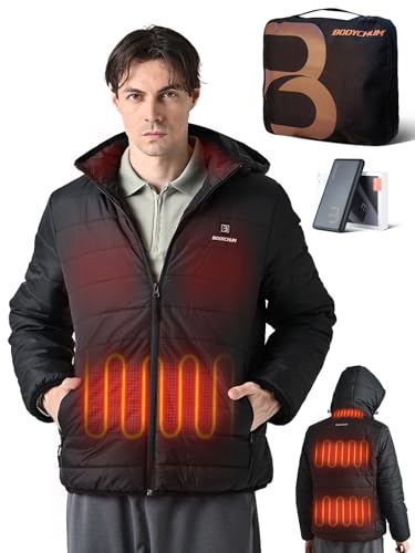 Bodychum Heated Jackets for Men with Battery Pack Included Men's Winter Puffer Jacket Outwear Electric Heating Coat (XXL)