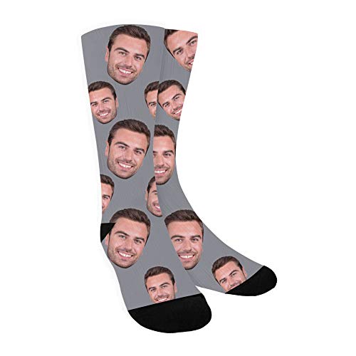 ShineSand Custom Face Socks with Picture, Personalized Socks with Photo Customized Unisex Funny Crew Sock Gifts for Men Women