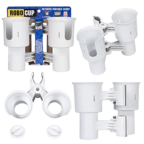 ROBOCUP, (White), Best Cup Holder for Drinks, Fishing Rod/Pole, Boat, Beach Chair, Golf Cart, Wheelchair, Walker, Drum Sticks, Microphone Stand