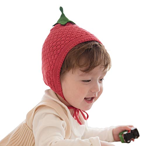 LLmoway Toddler Girl Hat Cute Flower Cotton Earflap Beanie Soft Warm Knit Cap Kids Fall Winter Pink