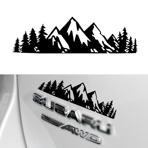 SINGARO Vinyl Snow Mountain Tree Decal Sticker, Trunk Logo Decal Sticker, Car Exterior Accessories(Black)