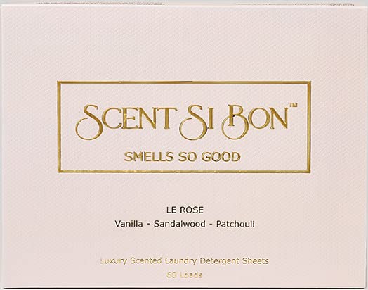 Scent Si Bon Luxury Scented Laundry Detergent Sheets, 60 Loads, Le Rose Scent Inspired by Chanel N°5, Eco-Friendly Formula, Biodegradable Detergent Strips, Liquid-Free Laundry Sheets