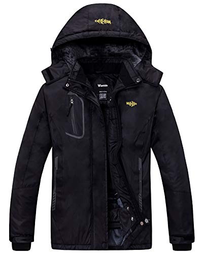 Wantdo Women's Mountain Waterproof Fleece Ski Jacket Windproof Rain Jacket, Small, Black