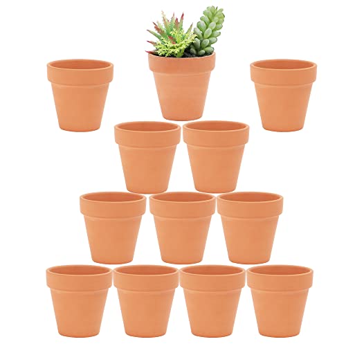 Yishang 2.5 inch Terracotta Pots with Drainage Holes,Small Mini Clay Ceramic Pottery Planter,Cactus Flower Terra Cotta Pots,Succulents Nursery Pots for Indoor/Outdoor Plants,Crafts,Wedding-12 Pack