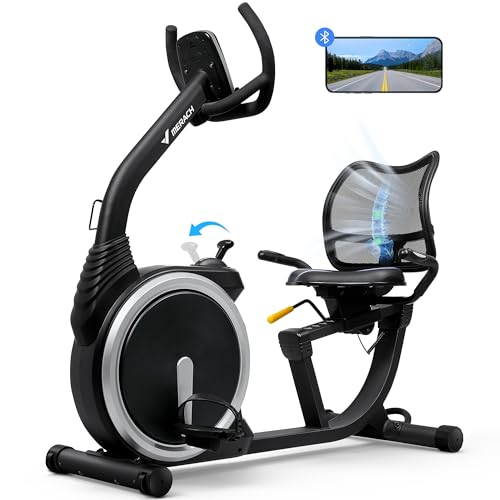 MERACH Recumbent Exercise Bike, High-end Magnetic Stationary Bike with Smart Bluetooth and Exclusive App Connectivity, LCD, Heart Rate Handle, Ideal for Home