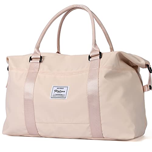 HYC00 Travel Duffel Bag, Sports Tote Gym Bag, Shoulder Weekender Overnight Bag for Women,Beige