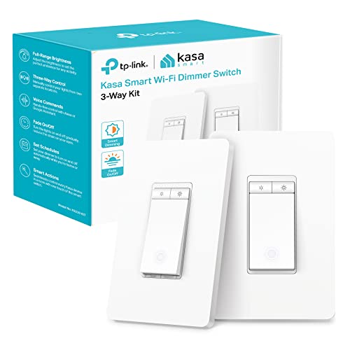 Kasa Smart 3 Way Dimmer Switch KIT, Dimmable Light Switch Compatible with Alexa, Google Assistant and SmartThings, Neutral Wire Needed, 2.4GHz, ETL Certified, No Hub Required, White (KS230 KIT v2)
