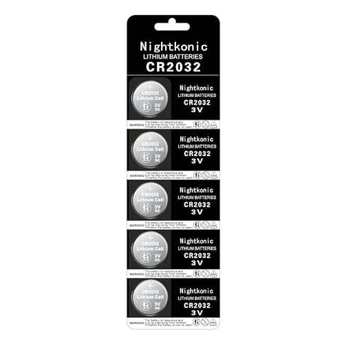 Nightkonic 5 Count - CR2032 Battery 3v Lithium Button Cell Coin 2032 Battery