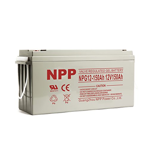 NPP NPG12-150Ah 12V 150Ah Rechargeable Gel Deep Cycle Battery with Button Style Terminals SLA Storage Battery for Off Grid Solar System, Wind, RV, Marine, Boat, Golf Cart, Maintenance Free