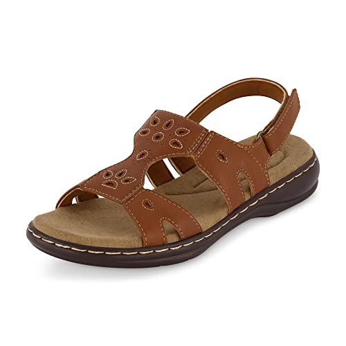 CUSHIONAIRE Women's Briar comfort sandal +Comfort Foam, Whiskey 8