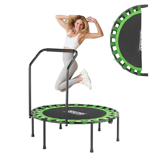 AOTOB 40” Fitness Trampoline for Adult, Max Load 450 LBS Foldable Mini Trampoline with Durable Bungees, Small Rebounder Exercise Trampoline for Workout for Quiet and Safely Cushioned Bounce