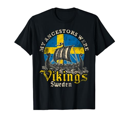 Swedish Sweden Swede Viking Ship Flag T-Shirt