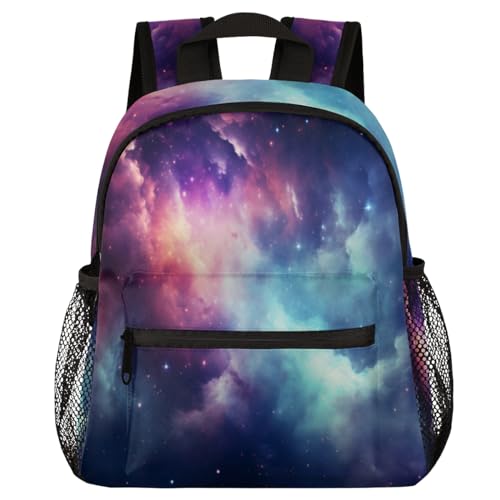 CFERSAN Colorful Galaxy Space School Backpacks for Girls Boys Teens, Kindergarten Elementary Kids Toddler Bookbag Mochilas Escolares Para Niñas 12in Preschool Cute Travel Backpack