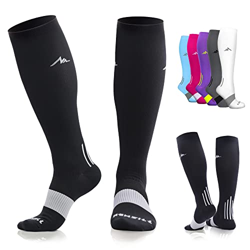 NEWZILL Medical Compression Socks for Women & Men Circulation 20-30 mmHg, Best for Running Athletic Hiking Travel Flight Nurses (Black, XXL)