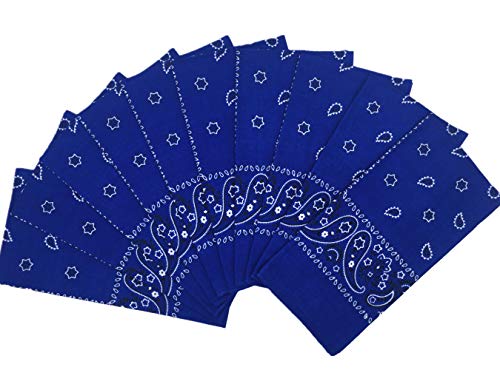 Vamqor 100% Cotton 10 Pack Fine Bandanas（Royal Blue）