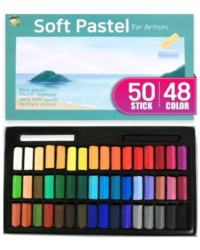 HA SHI Soft Chalk Pastels, 48 colors with additional 2pcs, Non Toxic Art Supplies, Drawing Media for Artist Stick Pastel for Professional, Kids, Beauty Nail Art, Pan Chalk Pastels