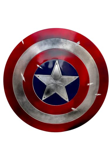 Adamcrafts Damage Cap America Metal Shield Cosplay 1:1 Replica Battle Damage Cap America Shield for Cosplay Or Roleplay Shield Gift Item