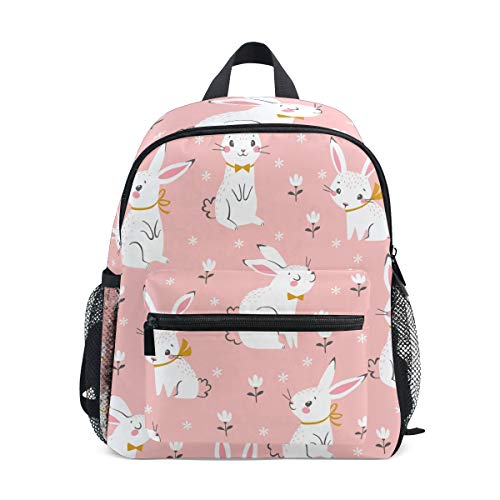 Toddler Kids Backpack Bunny Rabbit Pattern 12 Inch Preschool Backpack School Bag Mini Casual Daypack for Boy Girl