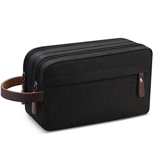 TOUPONS Men's Travel Toiletry Organizer Bag Water-resistant Shaving Dopp Kit Bathroom Bag (Black Water-resistant)