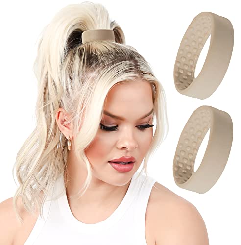 Large PONY-O for Thick, Heavy or Poofy Curly Hair - PONY-O Revolutionary Hair Tie Alternative Ponytail Holders - 2 Pack Dark Blonde Original Patented Hair Styling Accessories