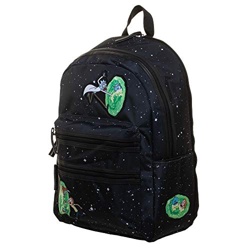 Bioworld Rick and Morty Universe Portals Double Z Padded Laptop 17' Adult Backpack