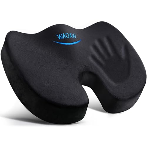 WAOAW Seat Cushion, Office Chair Cushions Butt Pillow for Car Long Sitting, Memory Foam Chair Pad for Back, Coccyx, Tailbone Pain Relief (Black)
