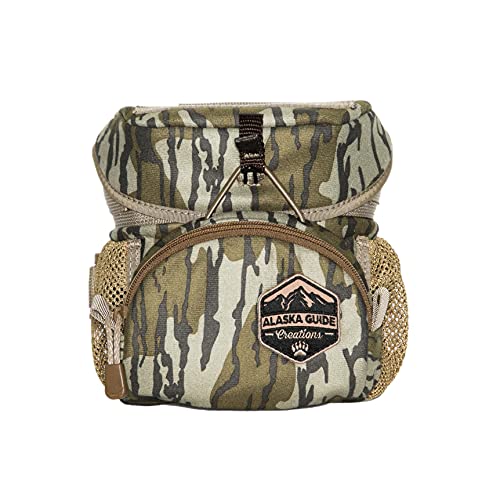 Alaska Guide Creations Hybrid Binocular Pack | Compact Utility Bag with Mesh Side Pockets | Binocular Harness for Comfort and Quick Access (Mossy Oak Bottomland)
