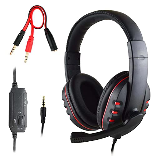 FNSHIP 3.5mm Wired Over-Head Stereo Headband Gaming Headset Headphone with Mic Microphone Volume Control for Sony PS4 PC Tablet Laptop Smartphone