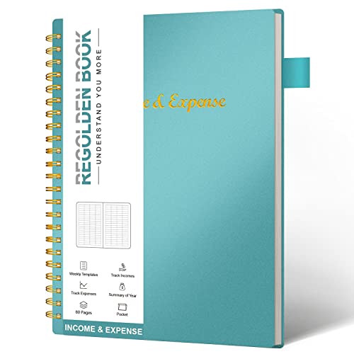 Income & Expense Tracker, Accounting Bookkeeping Ledger Book for Small Business –Accounting Ledger Record Notebook with Pocket, Man & Women, 53 Weeks(8.5'x5.5')，Teal