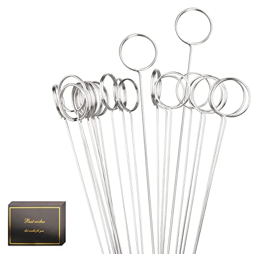 30 Pcs Metal Wire Floral Picks 13 Inch Wire Floral Place Card Holder Picks, Photo Memo Holder, Round Table Name Number Card Holder for Wedding Party Birthday Office (Silver, ​Give 30 Cards)