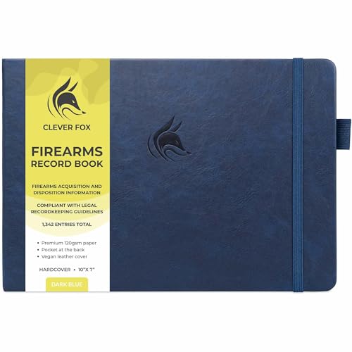 Clever Fox Firearms Record Book – Hardcover Gun Log Book for Acquisition & Disposition Info – Firearm Log Book for Professional & Personal Use – 129 Pages, 10x7″ (Dark Blue)