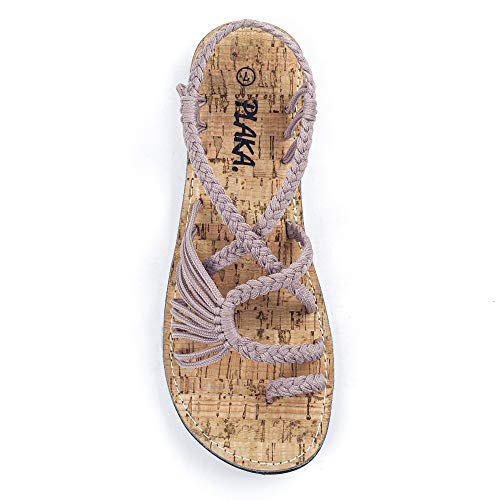 Plaka Palm Leaf Flat Summer Sandals for Women | Perfect for the Beach Walking & Dressy Occasions | Brazilian Sand | Size 7
