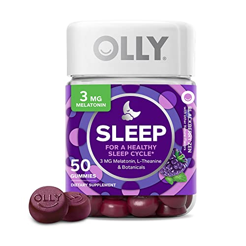 OLLY Sleep Gummy, Occasional Sleep Support, 3 mg Melatonin, L-Theanine, Chamomile and Lemon Balm Extracts, Sleep Supplement, Blackberry Flavor - 50 Count