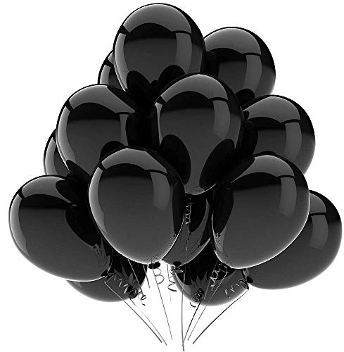 KBZVNAF Black Balloons Latex Party Balloons - 50 Pack 12 inch Helium Matte Black Balloons for Wedding Graduation Baby Shower Birthday Party Decorations