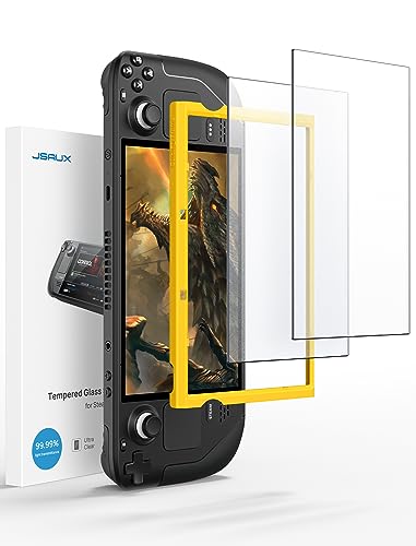 JSAUX 2-Pack Anti Glare Screen Protector for Steam Deck, 9H Hardness Matte Tempered Glass with Guiding Frame, Scratch Resistant, Comes with Toolkits