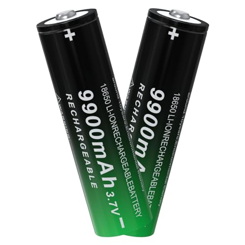 18650 Rechargeable Battery 3.7 Volt Lithium ion 9900mAh Large Capacity Button Top 2 Pack