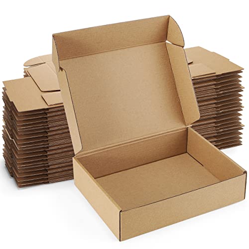 Poever Shipping Boxes 9x6x2 inches Brown Small Mailing Boxes 25 Pack Cardboard Corrugated Box Mailers