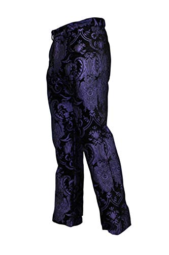 Shrine Men's Victorian Gothic Steampunk Rocker Pants Purple Black Tapestry (40)