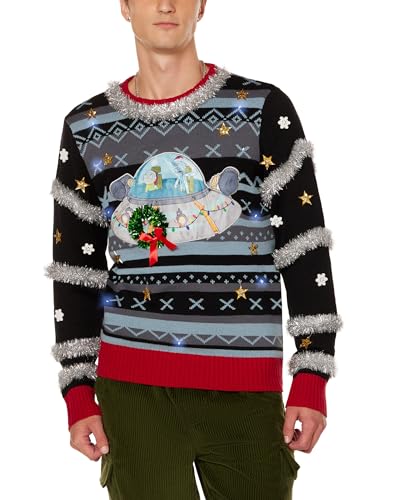 Spirit Halloween Spencer’s Rick and Morty Light-Up Merry Rickmas Christmas Sweater | Officially Licensed | L Multicolored