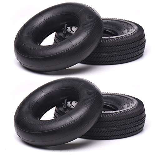 (2 Pack) AR-PRO 10' Heavy-Duty Replacement All-Purpose Utility Tire and Tube - 4.10/3.50-4' Pneumatic Tires with 10' Inner Tubes TR-13 Straight Valve Stem for Lawn Mowers, Hand Trucks, and More