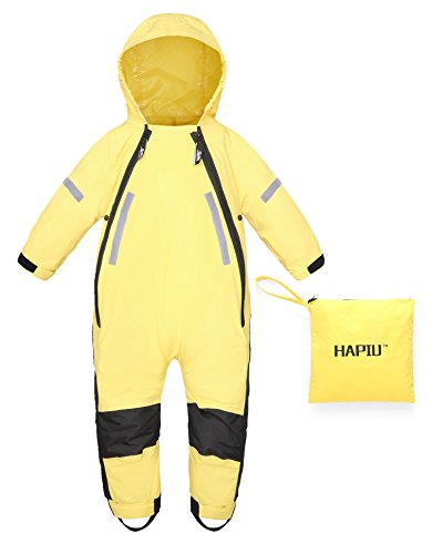 HAPIU Kids Toddler Rain Suit Muddy Buddy Waterproof Coverall,Yellow,3T,Upgraded