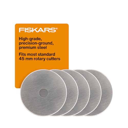 Fiskars 45mm Rotary Blades (5 Pack) - Rotary Cutter Blade Replacement - Crafts, Sewing, and Quilting Projects - Grey