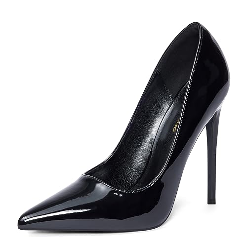 Elisabet Tang Women Pumps, Pointed Toe High Heel 4.7 Inch/12cm Party Prom Shoes Stiletto Wedding Heels for Bride Shoes for Women Black Pumps Size 8