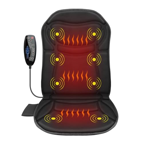 CuPiLo Back Massager Chair Pad,Massage Seat Cushion, Back Massager with Heat, 4 Vibration Intensities & 2 Heat Levels,Electric Back Massager for Pain Relief,Body Massager,Gifts for Mom,Dad,Men,Women