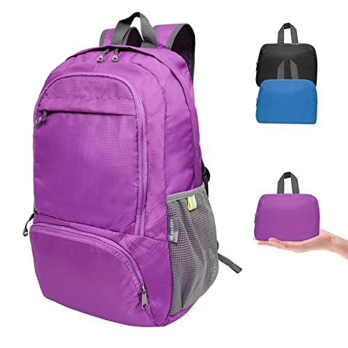 MULISOFT Women's Purple 30L Compact Foldable Backpack, Water Resistant & Anti-Theft