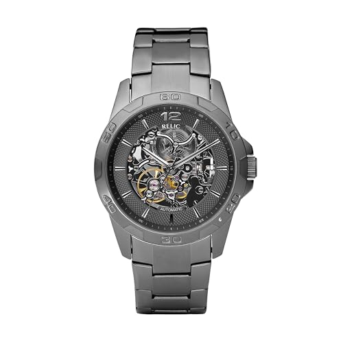 Relic by Fossil Men's Damon Gunmetal Gray Stainless Steel Bracelet Automatic Watch (Model: ZR11853)
