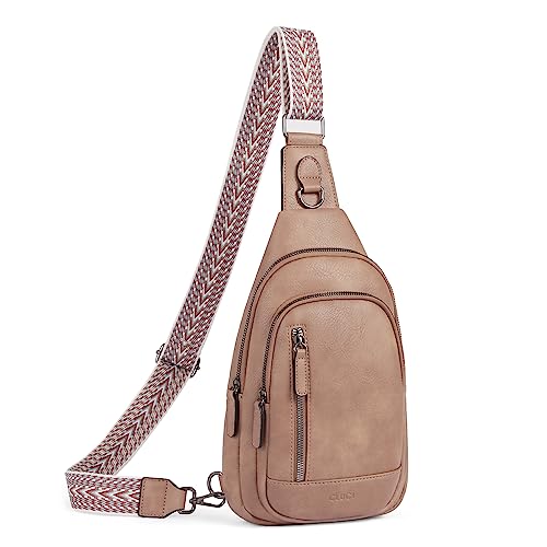 CLUCI Sling Bag for Women Leather Cross Body Bag for Woman Crossbody Bag Large Sling Backpack for Travel Hiking Cycling