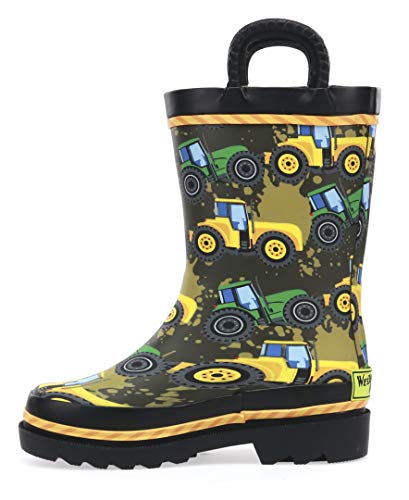 Western Chief Waterproof Printed Rain Boot with Easy Pull On Handles, Tractor Tough, 11 M US Little Kid