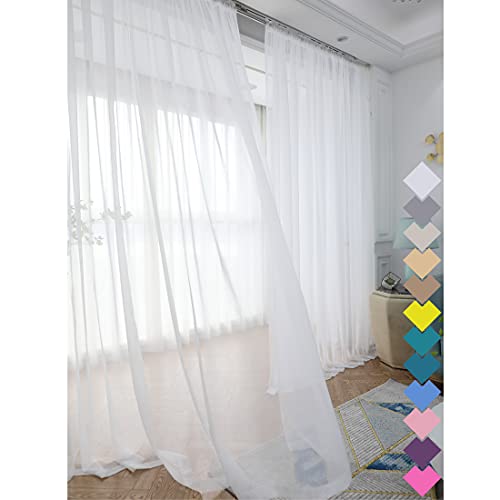 Window White Sheer Curtains 84 Inches Long 2 Panels Clear Curtains Basic Rod Pocket Panel Other Beige Grey Purple Pink 63 72 95 108 Inch Bedroom Children Living Room Yard Kitchen